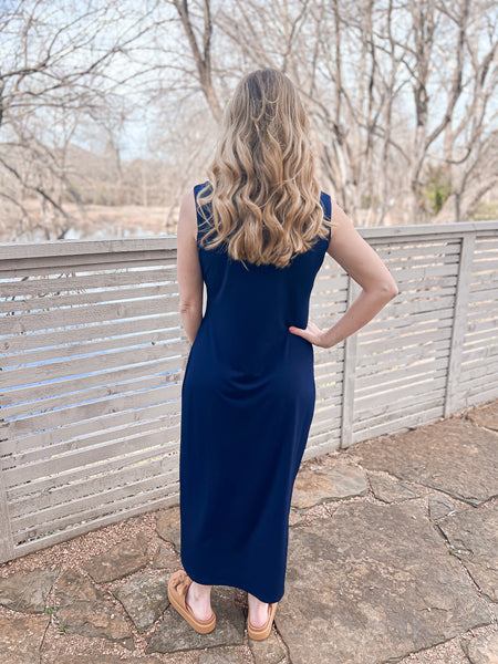 Reagan Navy Maxi Dress - Ribbons and Spice Boutique