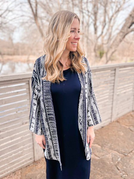 Sterling Navy & Creme Kimono - Ribbons and Spice Boutique