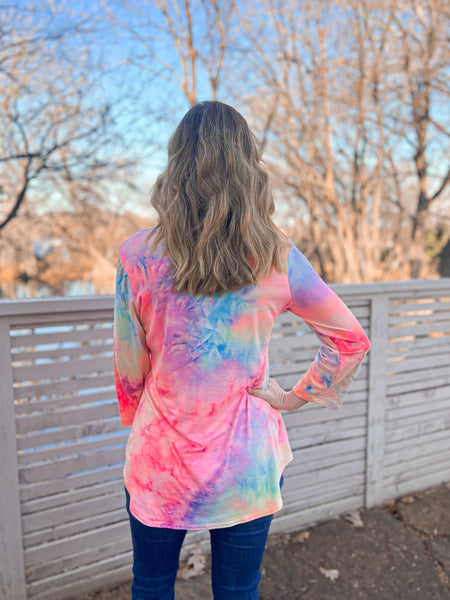 Gia Neon Hand Dipped Tie Dye Top - Ribbons and Spice Boutique