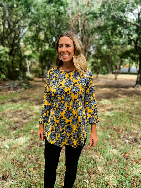 Valyn Yellow Bell Sleeve Top - Ribbons and Spice Boutique