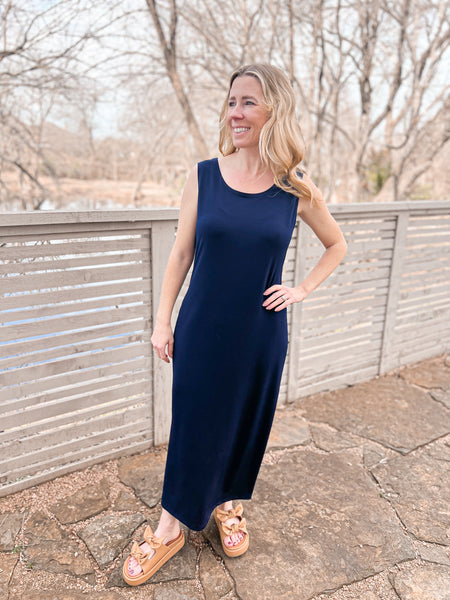 Reagan Navy Maxi Dress - Ribbons and Spice Boutique