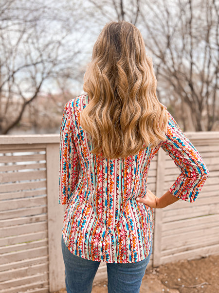Stella Multicolor Triangle Print Top - Ribbons and Spice Boutique