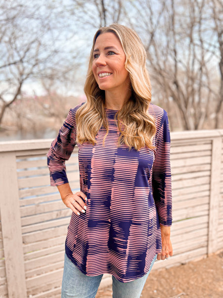 Cassie Pink & Navy Top - Ribbons and Spice Boutique