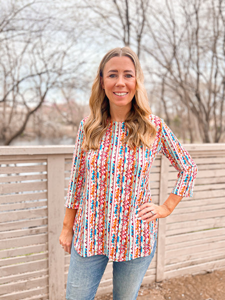 Stella Multicolor Triangle Print Top - Ribbons and Spice Boutique