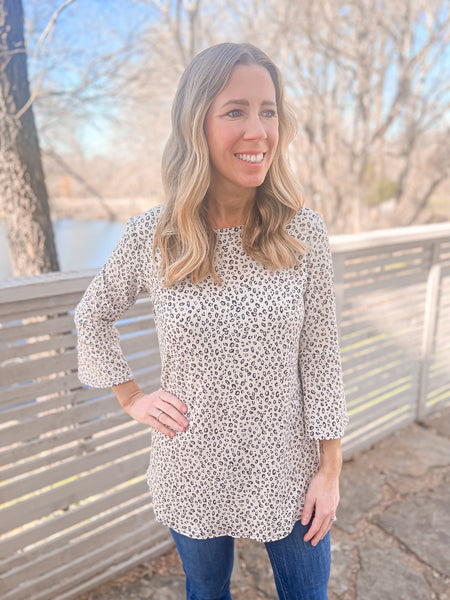 Morgan Cream Ribbed Bell Sleeve Top - Ribbons and Spice Boutique