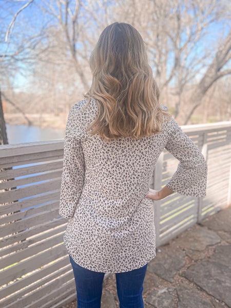 Morgan Cream Ribbed Bell Sleeve Top - Ribbons and Spice Boutique