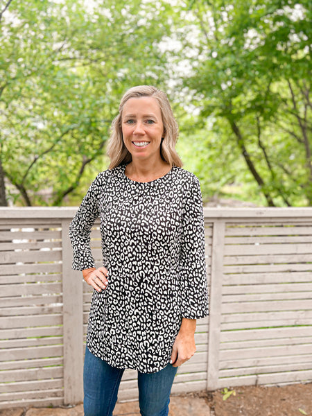 Betty Animal Print Bell Sleeve Top - Ribbons and Spice Boutique