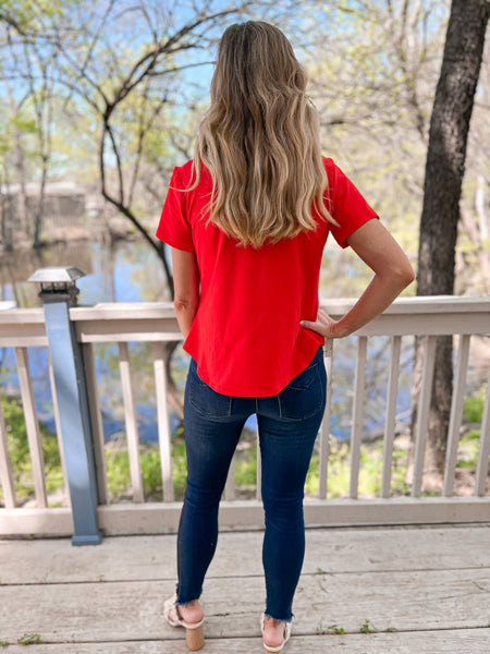 Contemporary Collection Red Short Sleeve Top - Ribbons and Spice Boutique