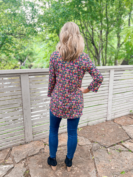 Wanda Bright Floral Print Top - Ribbons and Spice Boutique