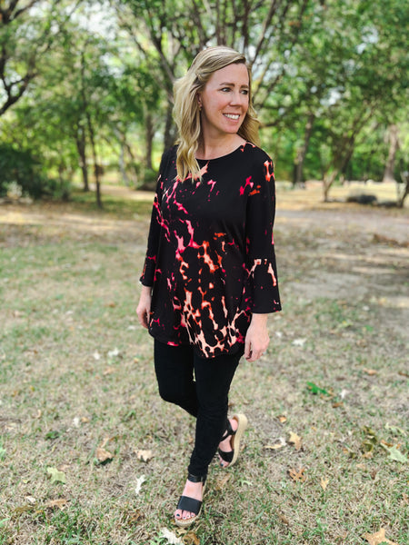 Ginger Red Tones Abstract Top - Ribbons and Spice Boutique