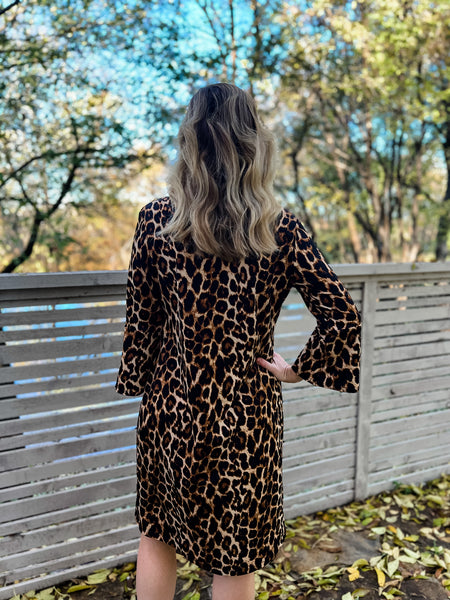 Haven Leopard Print Bell Sleeve Dress - Ribbons and Spice Boutique