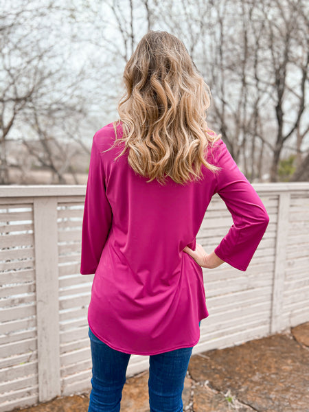 Dolly Solid Raspberry Top - Ribbons and Spice Boutique