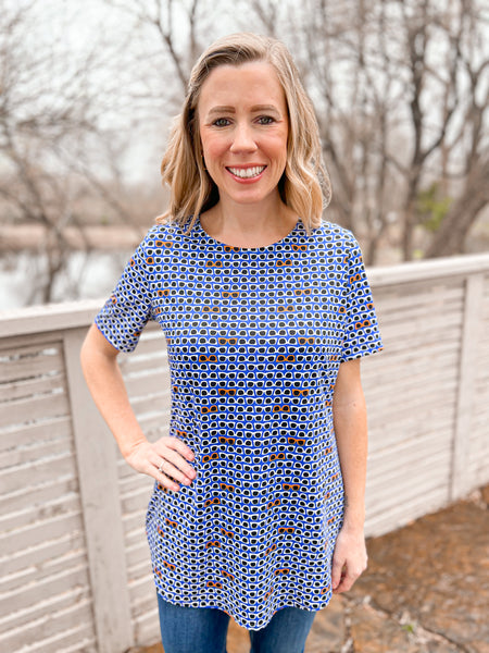 Kiki Sunglasses Print Short Sleeve Top - Ribbons and Spice Boutique