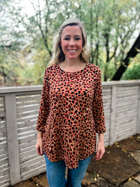 Kenna Animal Print Top - Ribbons and Spice Boutique