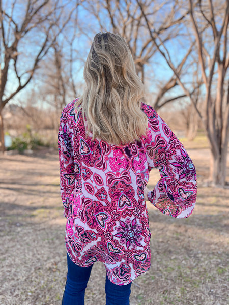 Brielle Hot Pink Floral Kimono - Ribbons and Spice Boutique