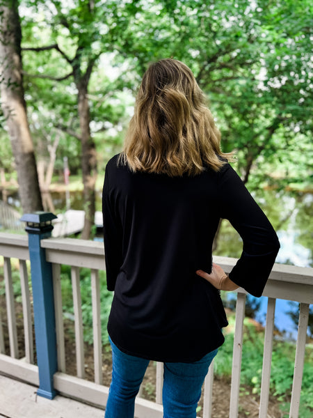 Angela Crossed Pattern Top - Ribbons and Spice Boutique