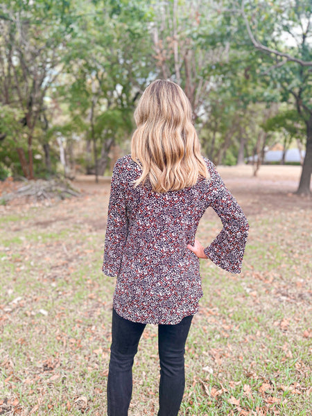 Sally Speckle Bell Sleeve Top - Ribbons and Spice Boutique