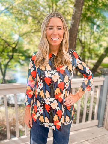 Cathy Tulip Print Bell Sleeve Top
