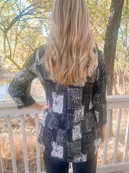 Arabella Black and White Speckled Top - Ribbons and Spice Boutique