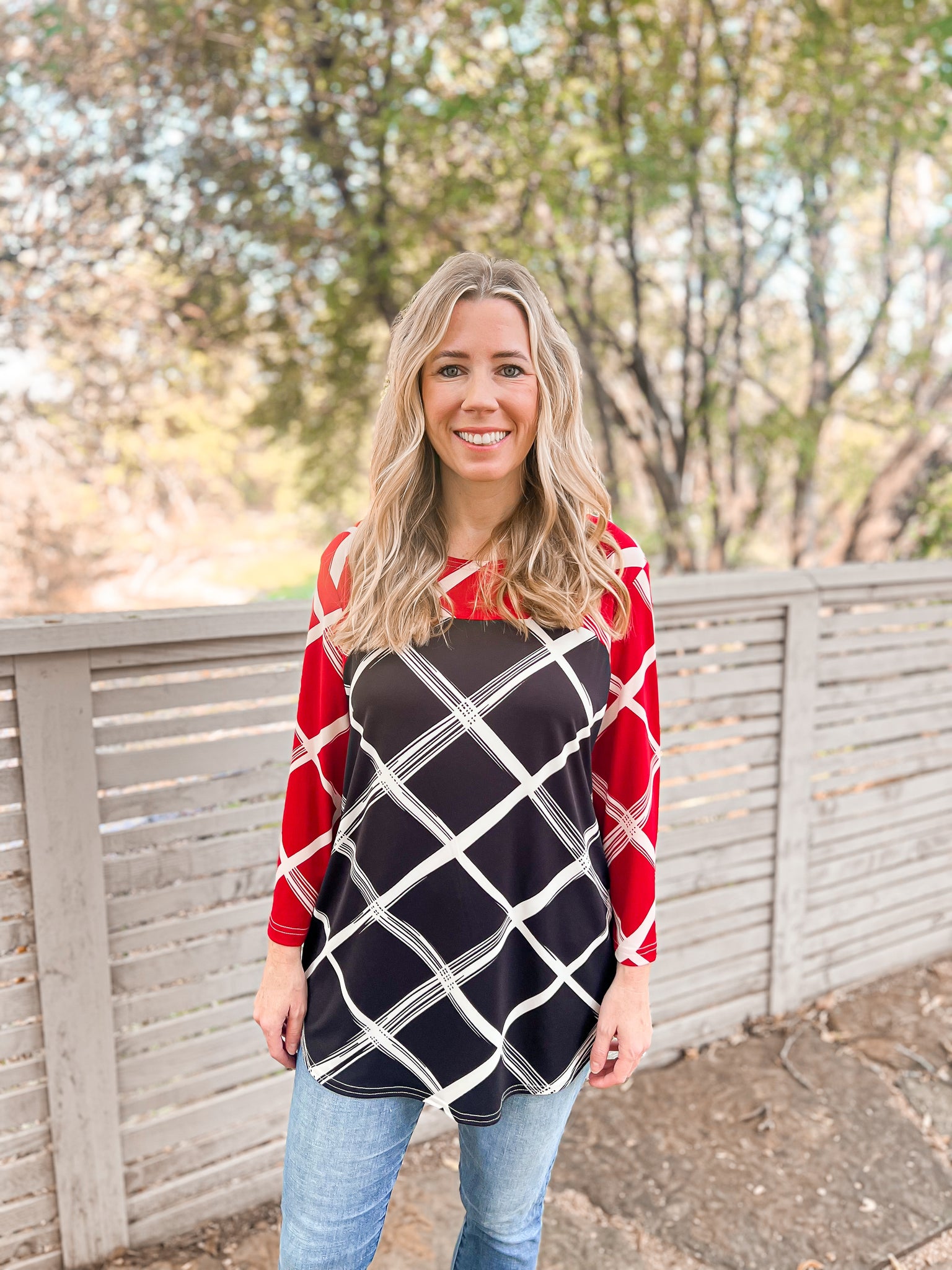 Hadley Red & Black Streak Top - Ribbons and Spice Boutique