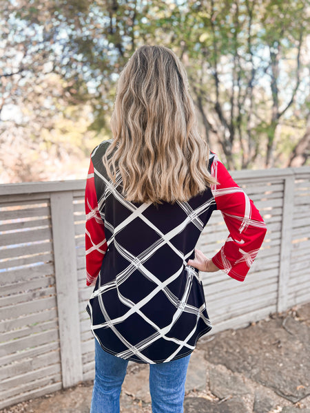 Hadley Red & Black Streak Top - Ribbons and Spice Boutique