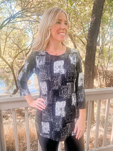 Arabella Black and White Speckled Top - Ribbons and Spice Boutique