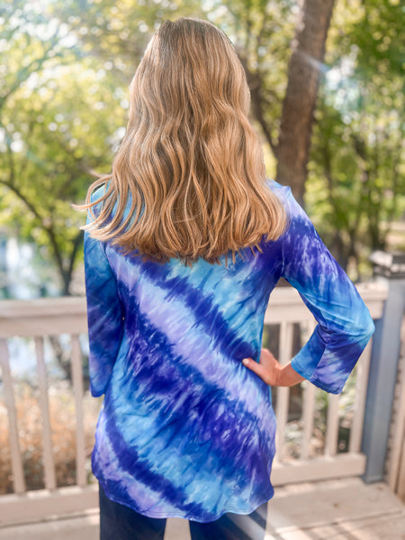 Christina Blue Hand Dipped Tie Dye Top