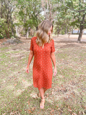 Judy Rust Floral Ribbed Knit Dress - Ribbons and Spice Boutique