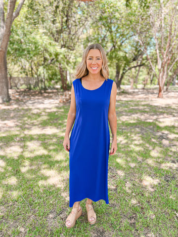 Luna Cobalt Blue Maxi Dress - Ribbons and Spice Boutique