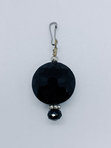 Black Round Stone With Black Bead Detail - Ribbons and Spice Boutique