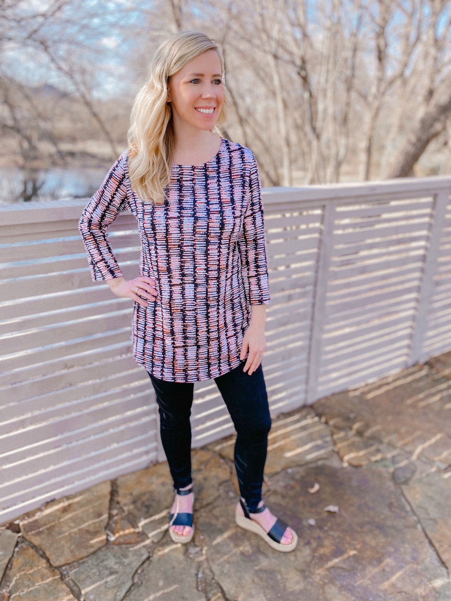 Maggie Black and Pink Geometric Top - Ribbons and Spice Boutique