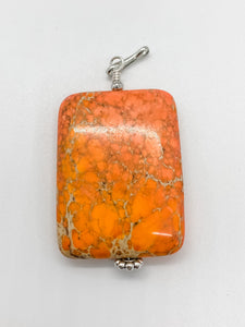 Orange Turquoise Large Rectangle Stone - Ribbons and Spice Boutique