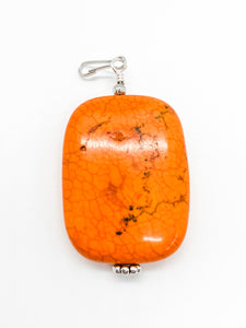 Orange Turquoise Rounded Rectangle Stone - Ribbons and Spice Boutique