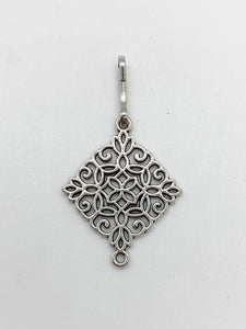 Silver Color Diamond Shaped Pendant Charm - Ribbons and Spice Boutique