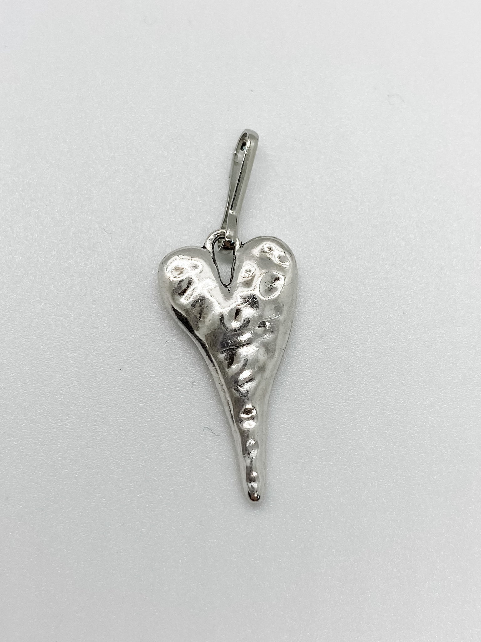 Silver Hammered Heart Charm - Ribbons and Spice Boutique