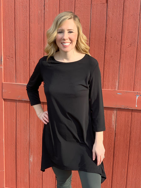 Melissa Solid Black Tunic - Ribbons and Spice Boutique