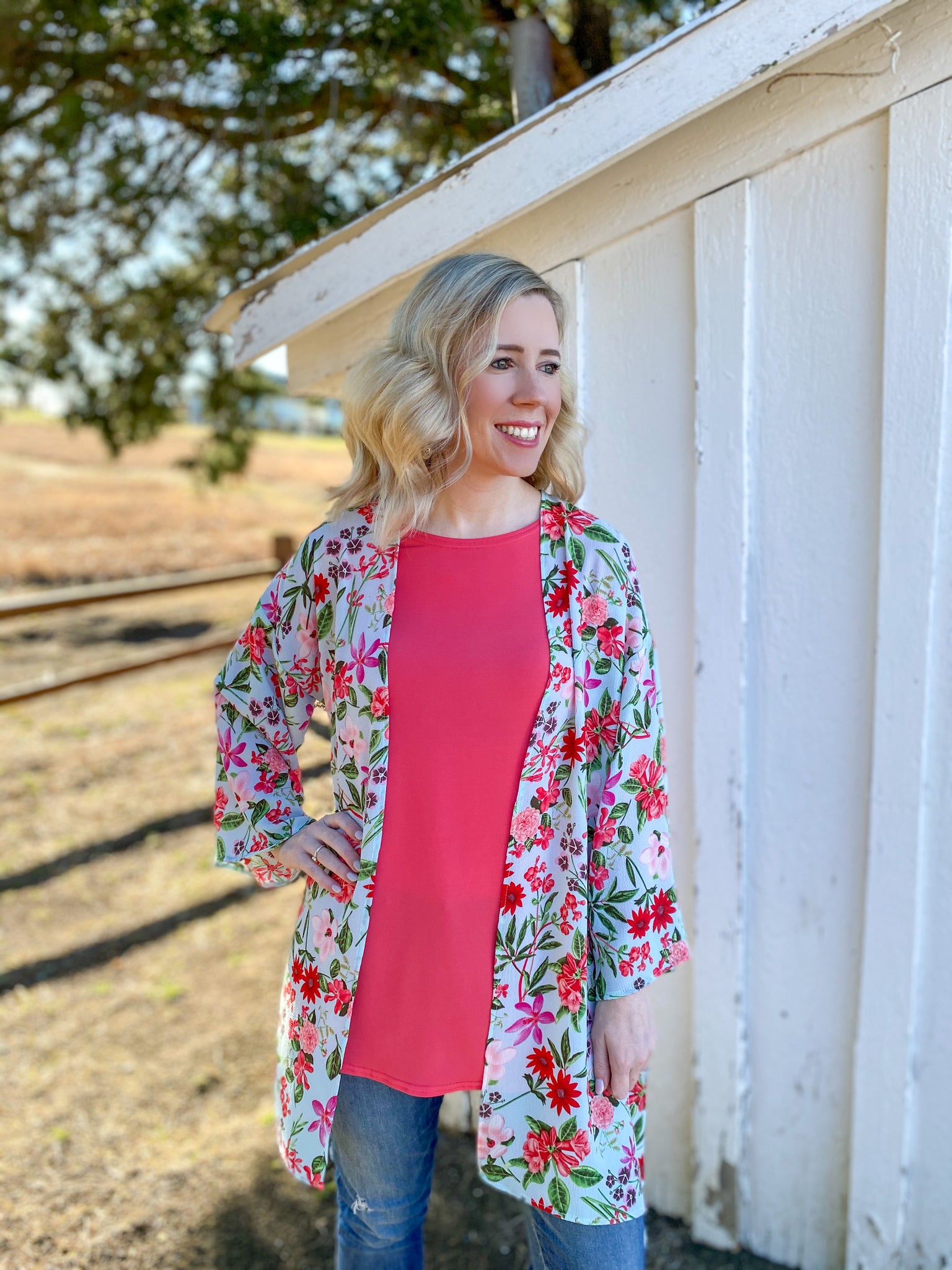 Emma Pink Floral Kimono - Ribbons and Spice Boutique