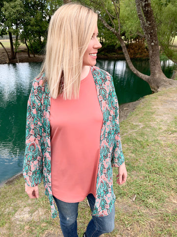 Ellie Blush and Mint Kimono - Ribbons and Spice Boutique