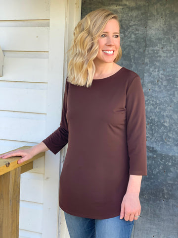 Veronica Solid Chocolate Top - Ribbons and Spice Boutique