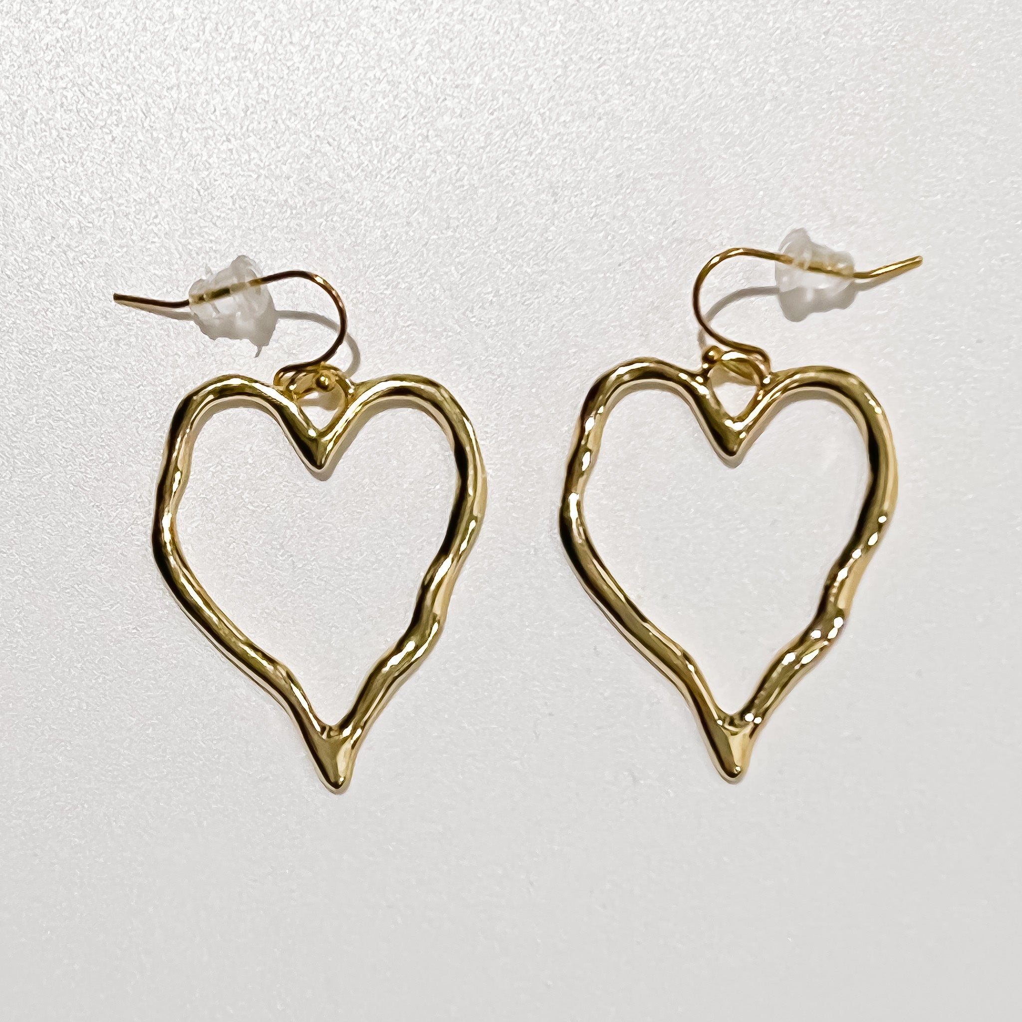 Gold Color Heart Earrings - Ribbons and Spice Boutique