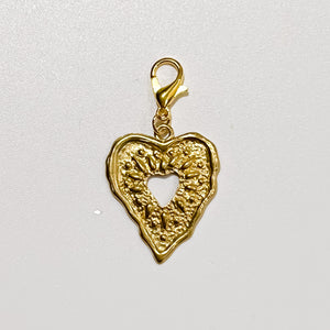 Gold Color Hammered Heart Charm - Ribbons and Spice Boutique