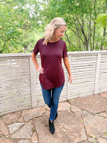 Kelsey Red and Black Polka Dot Short Sleeve Top - Ribbons and Spice Boutique