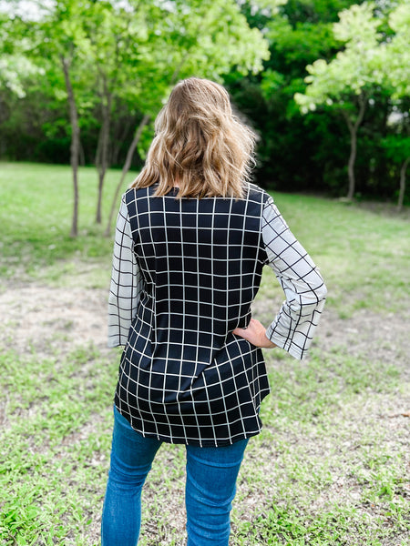 Millie Black and White Grid Top - Ribbons and Spice Boutique