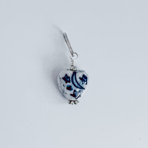 Blue & White Heart Stone - Ribbons and Spice Boutique