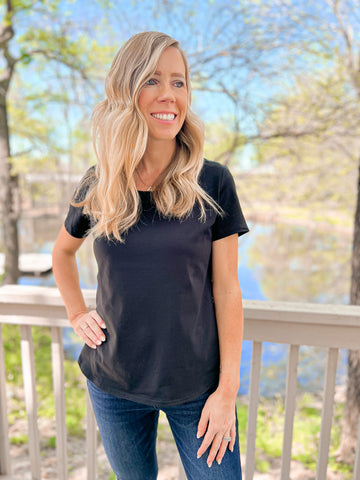 Contemporary Collection Black Short Sleeve Top - Ribbons and Spice Boutique