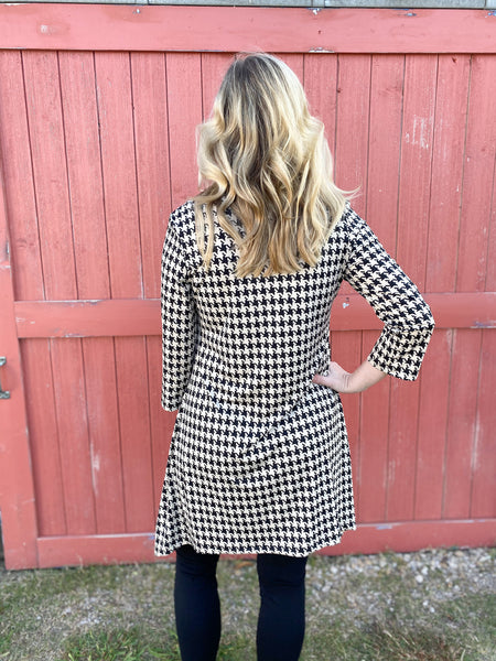 Makayla Houndstooth Print Tunic - Ribbons and Spice Boutique