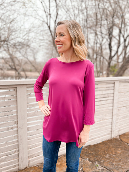 Dolly Solid Raspberry Top - Ribbons and Spice Boutique