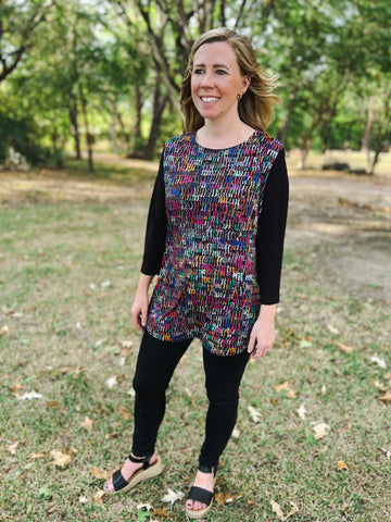 Robin Multicolor Squiggly Print Top - Ribbons and Spice Boutique