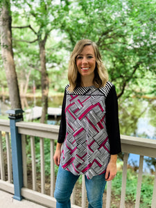 Angela Crossed Pattern Top - Ribbons and Spice Boutique
